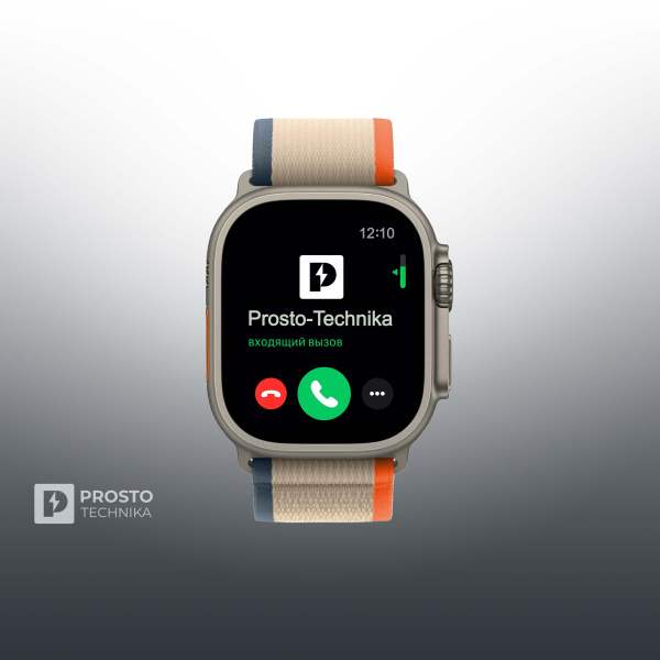 Часы Apple Watch Ultra 2, 49 мм, титан светлого цвета, ремешок Trail цвета «оранжевый/бежевый» (2023) Size S/M